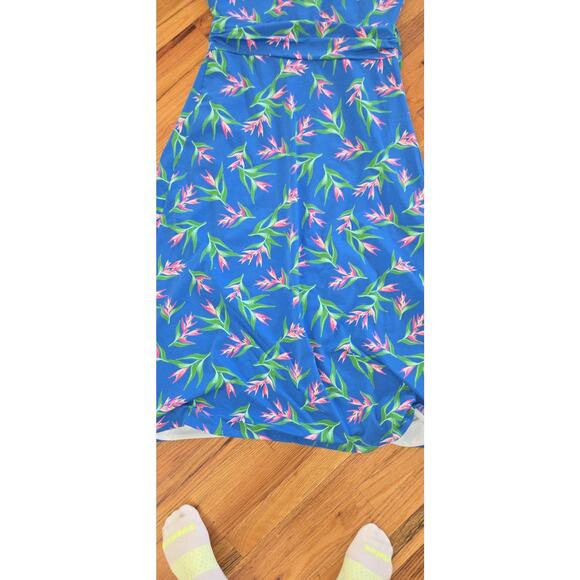 Lands's End Women's Blue Short Sleeve Maxi Dress LG Floral Comfort - Picture 11 of 11